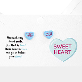 Sweet Heart Message Heart Stud Earrings