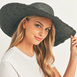 Trim Detailed Solid Straw Sun Hat