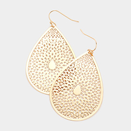 Filigree Brass Metal Teardrop Dangle Earrings