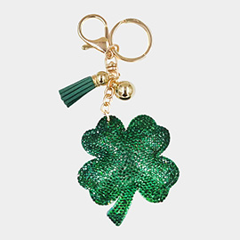 Bling St. Patrick's Day Clover Tassel Keychain