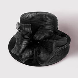 Feather Pointed Mesh Bow Dressy Hat