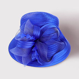 Feather Pointed Mesh Bow Dressy Hat