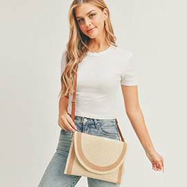 Straw Envelope Wristlet Clutch / Crossbody Bag