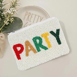 Party Message Seed Beaded Mini Pouch Bag