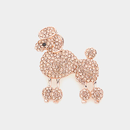 Rhinestone Embellished Poodle Dog Pin Brooch