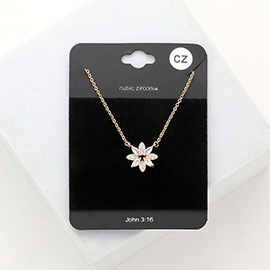 CZ Flower Pendant Necklace