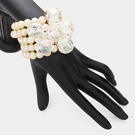 Lucite Ball Pearl Stretch Bracelet