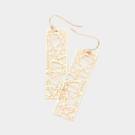 Brass Metal Rectangle Dangle Earrings