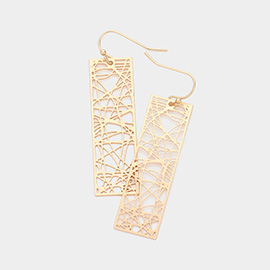 Brass Metal Rectangle Dangle Earrings