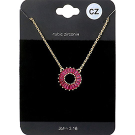 CZ Embellished Open Circle Pendant Necklace