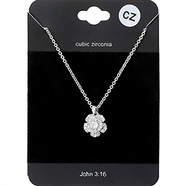 CZ Flower Pendant Necklace