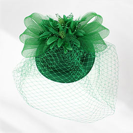 Feather Pearl Mesh Flower Fascinator / Headband