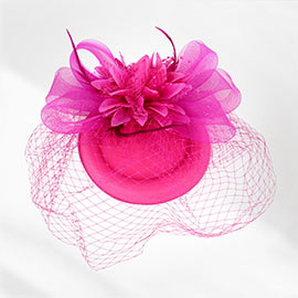 Feather Pearl Mesh Flower Fascinator / Headband