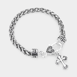 Antique Metal Cross Charm Bracelet