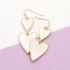 Mother Of Pearl Heart Link Dangle Earrings