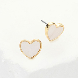 Mother of Pearl Heart Stud Earrings