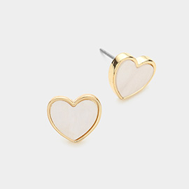 Mother of Pearl Heart Stud Earrings