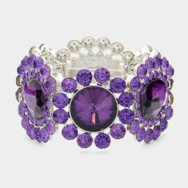 Round Stone Accented Stretch Evening Bracelet