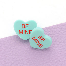 BE MINE Message Heart Stud Earrings