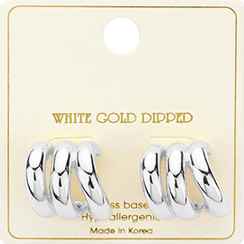 White Gold Dipped Metal Split Earrings