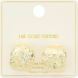 14K Gold Dipped Textured Metal Hoop Earrings