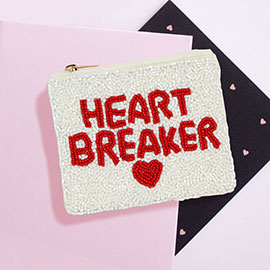 HEART BREAKER Message Seed Beaded Mini Pouch Bag