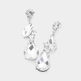 Teardrop Marquise Cluster Dangle Evening Earrings