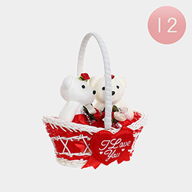 12PCS - I LOVE YOU Message Teddy Bear Basket