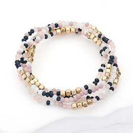 4PCS - Faceted Beaded Multi Layered Bracelets