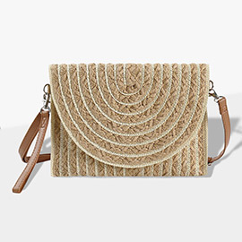 Color Striped Two Tone Straw Clutch / Crossbody Bag