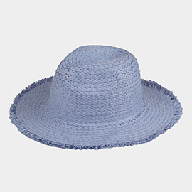 Frayed Solid Straw Sun Hat