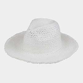 Frayed Solid Straw Sun Hat