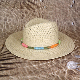 Multi Color Straw Band Straw Hat