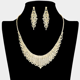 Rhinestone Paved Fringe Necklace