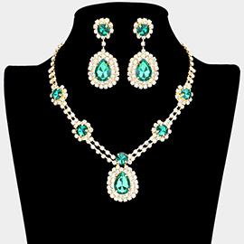 Teardrop Accented Rhinestone Necklace