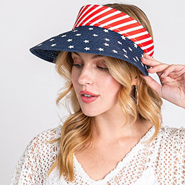 American Flag Roll Up Visor With Adjustable Elastic Band