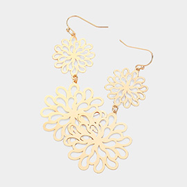 Double Flower Metal Filigree Earrings