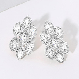 Marquise Stone Embellished Clip On Earrings