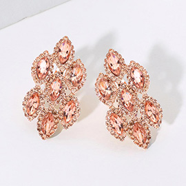 Marquise Stone Embellished Clip On Earrings