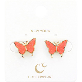 Druzy Butterfly Stud Earrings