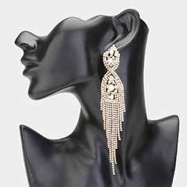 Rhinestone Long Drop Statement Evening Earrings