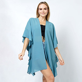 Chiffon Ruffle Kimono Poncho