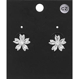 CZ Stone Flower Stud Earrings