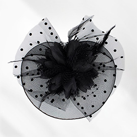 Feather Mesh Flower Fascinator / Headband