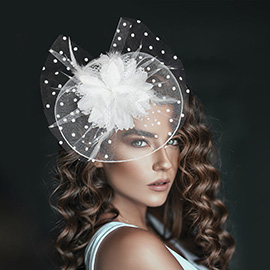 Feather Mesh Flower Fascinator / Headband