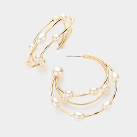 Pearl Split Hoop Earrings