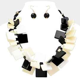 Abstract Resin Square Statement Necklace