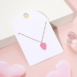 Enamel Heart Pendant Satellite Chain Necklace