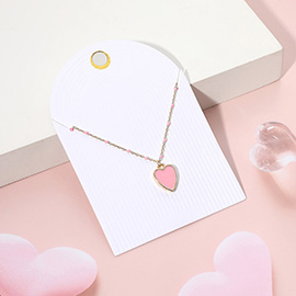 Enamel Heart Pendant Satellite Chain Necklace