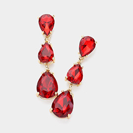 Teardrop Stone Link Dropdown Evening Earrings